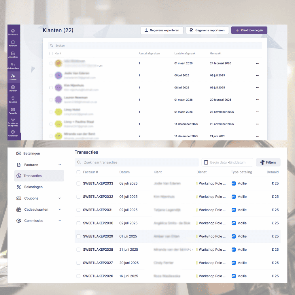 Klanten en betalingen op &eacute;&eacute;n centrale plek met Boost Calendar