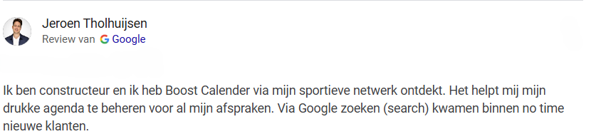 Review en klantenverhaal online boekingssysteem 